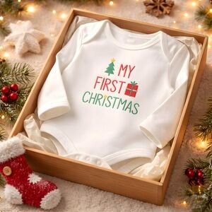 White 'My First Christmas' Baby Onesie